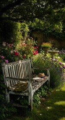 Obraz premium Tranquil Garden Retreat - A Moment of Peace and Reflection.