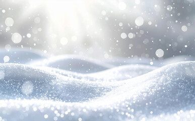 柔らかく積もった新雪とキラキラ輝く幻想的な冬の背景