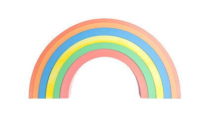 Fototapeta premium A cartoon depiction of a rainbow, formed of layered, pastel color bands