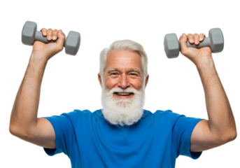 Healthy Senior Man Exercising With Dumbbells for Fitness and Strength