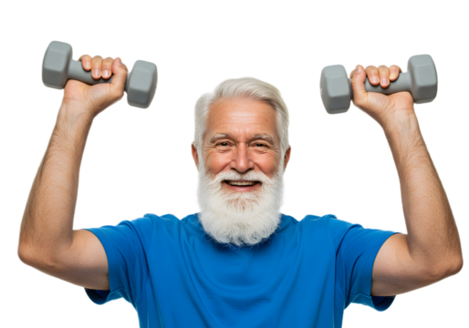Healthy Senior Man Exercising With Dumbbells for Fitness and Strength
