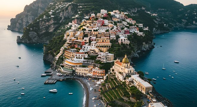 Coastal town on hillside