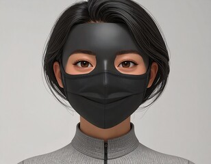 Digital portrait of woman wearing mask