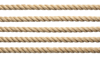 Close-up of multiple parallel ropes with slight texture and contrast, black background