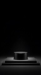 Minimalist Black Product Display Platform for Elegant Presentation.