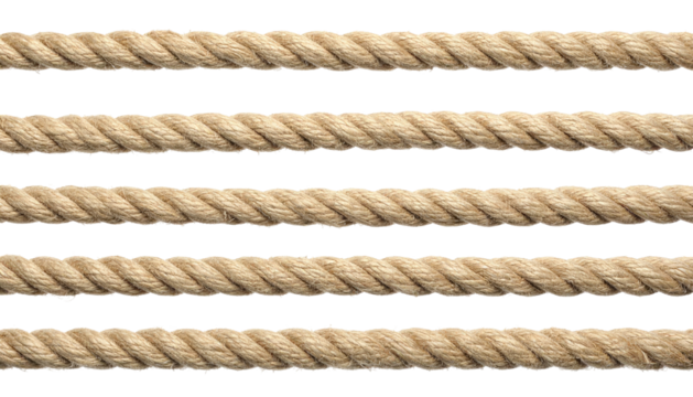 Close-up of multiple parallel ropes with slight texture and contrast, black background
