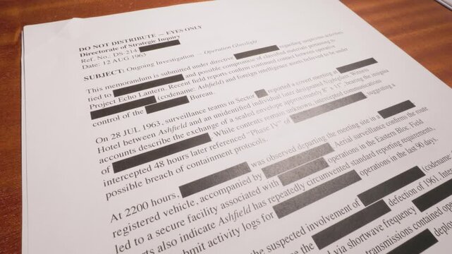 Classified Redacted Paperwork Arranged for Investigation Scene 3