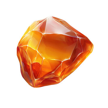 A highly detailed vector illustration of an orange chalcedony gemstone on a white background transparent, alpha background png