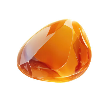 A highly detailed vector illustration of an orange chalcedony gemstone on a white background transparent, alpha background png