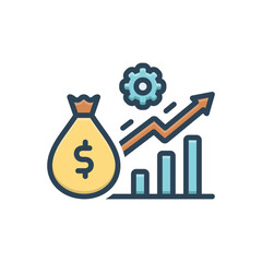 Color illustration icon for profit maximization