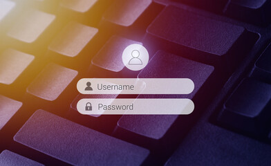 Login Interface with Username and Password on Keyboard Background