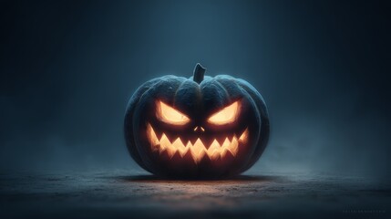 A playful Halloween 3D illustration featuring cheerful jack-o’-lanterns with glowing smiles