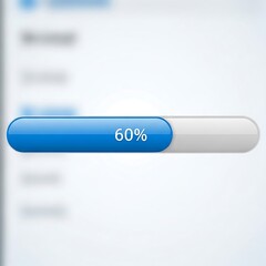 Progress Bar Indicating 60 Percent Completion with Blue and White Design.