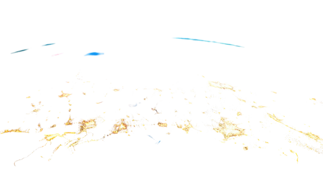 Pixelated nighttime cityscape illuminated by distant, colorful streaks of light - Powered by Adobe