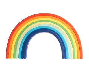 A vibrant, curved multi-colored arc against a stark black background