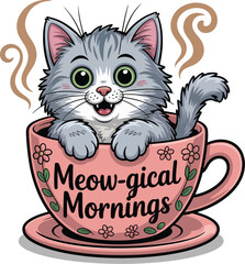 Adorable Cat in a Mug 