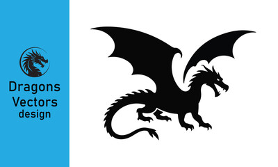 Dragon Head Logo Vector Set. Simple and Stylized Mythology Animal Design for Mascot, Emblem, or Gaming Team