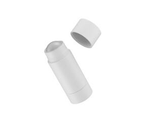 Clean white deodorant stick with detached cap, perfect for branding. 3d illustration