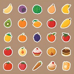 set of fruits and vegetables