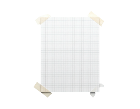 A rectangular gridded paper sheet, taped to a black background