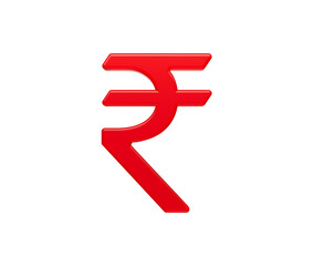 Vibrant red 3D Indian Rupee symbol for finance, currency, and economic themes. 3d illustration