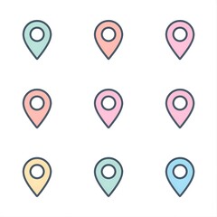 Map pin icon. location pin place marker. Location icon. Map marker pointer icon set. GPS location symbol collection. Victor illustration Eps 10.