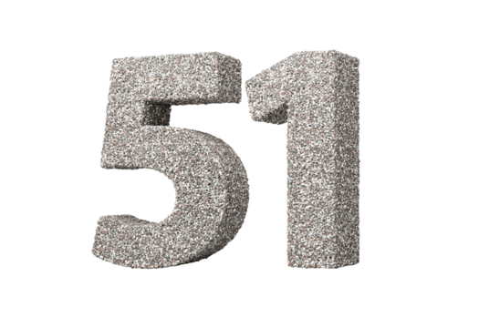 Number Fifty One 51 Digit Made Of Rock Fragments Or Gravels 3d Illustration