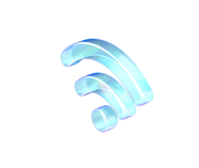 Vibrant 3D rendering of a modern blue Wi-Fi symbol for connectivity. 3d illustration