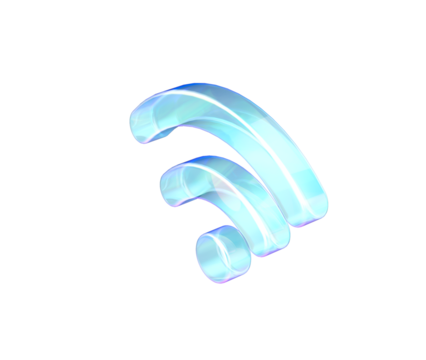 Vibrant 3D rendering of a modern blue Wi-Fi symbol for connectivity. 3d illustration