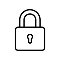 Black single locked line icon, simple safe blocked chain keeper flat design vector pictogram vector for app ads logotype web website button ui ux interface elements isolated on white background