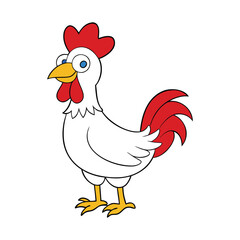 A proud farm rooster with vibrant feathers stands tall, crowing at dawn to greet the day. Its bright red comb and confident stance make it the king of the barnyard.
