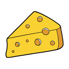 A golden-yellow piece of cheese with smooth edges and small holes, rich in aroma and creamy texture, symbolizing delicious dairy flavor and classic snack perfection.
