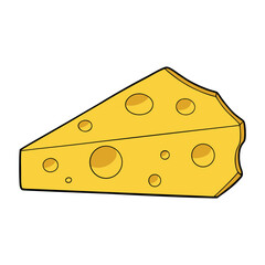 A golden-yellow piece of cheese with smooth edges and small holes, rich in aroma and creamy texture, symbolizing delicious dairy flavor and classic snack perfection.
