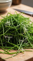 Fresh Samphire on Wooden Board - A Culinary Delight.