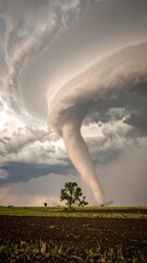 Dramatic twister over a field