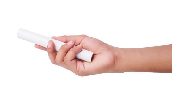 Hand holding a white relay baton, symbolizing teamwork and athletic achievement.