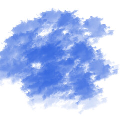 A blue cloud of smoke isolated on transparent background, creating a soft and dreamy effect,...