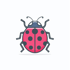A cute cartoon illustration of a pink ladybug with black spots on a white background.