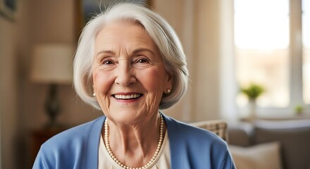 Portrait of a Smiling Senior Woman at Home.