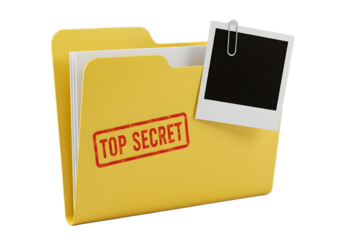Yellow Folder Marked Top Secret with Photo Attached - A Symbol of Confidential Information