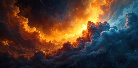 Fototapeta premium Cosmic Swirls Nebulae Bursting on Black Watercolor Abstract cosmic nebulae swirls of vibrant colors bursting with light and texture on a matte black watercolor background, high detail, no people, no