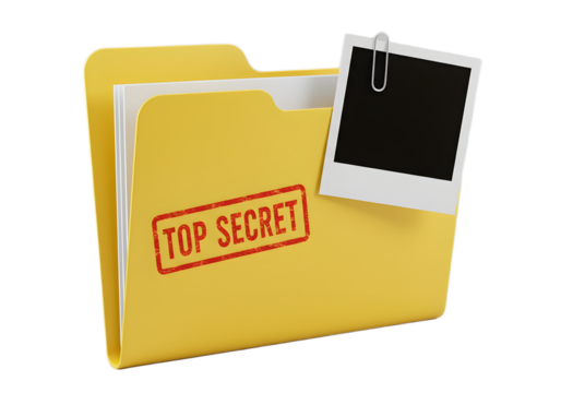 Yellow Folder Marked Top Secret with Photo Attached - A Symbol of Confidential Information