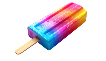Vibrant Rainbow Popsicle Isolated on Black - Frosty Summer Ice Pop Treat