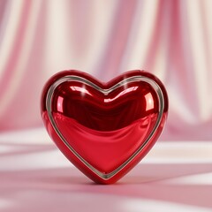 Red Heart on Pink - A Symbol of Love and Affection.