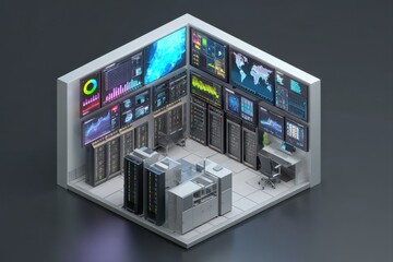 Holographic Analytics in Isometric Server Room
