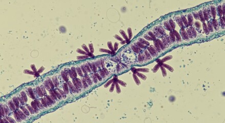 Obraz premium High Magnification Microscopy of Plant Chromosome Segregation Essential for Genetics Research