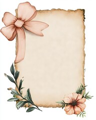 Soft Watercolor Diploma with Ribbon and Pastel Flowers