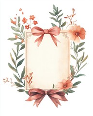 Pastel Watercolor Graduation Scroll with Floral Ribbon
