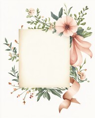 Clean Watercolor Diploma with Ribbon and Pastel Greenery