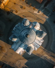 Aerial top down view St. Michael the Archangel's Church or the Garrison Church. Roman Catholic church in liberty boulevard.Kaunas historical capital. Neo-Byzantine architecture in the Russian Empire © Evaldas